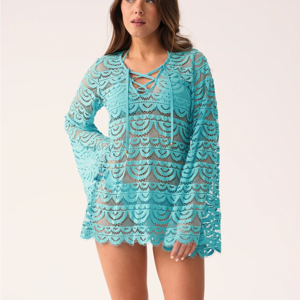 PQ Swim Aqua Lace Cover-Up Tunic - NWT